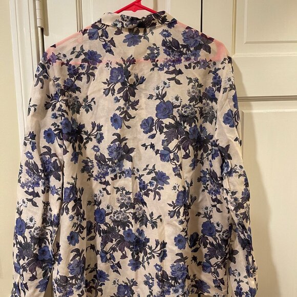 BNWT Sezane Pierro blouse blue flower 46 14 - Picture 5 of 6